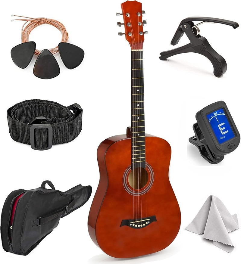 Classical Acoustic Guitar For Kids By MasterPlay- 30” Beginner Guitar For Learners- Accoustic String Starter Kit: Guitar Bag, Tuner, Strap, Extra Strings, Picks, Wash Cloth, Capo (Mahagnah)